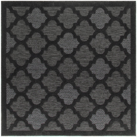 Nourison Easy Care 5' x Square Charcoal Black Modern Rug