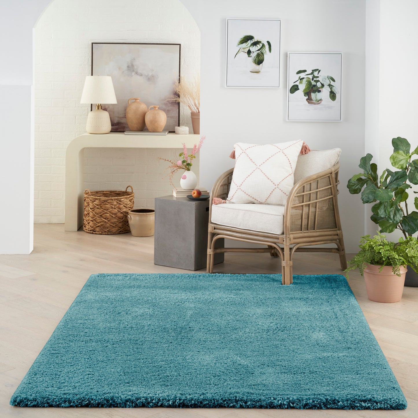 Nourison Dreamy Shag 5'3" x 7'3" Aqua Shag Indoor Rug