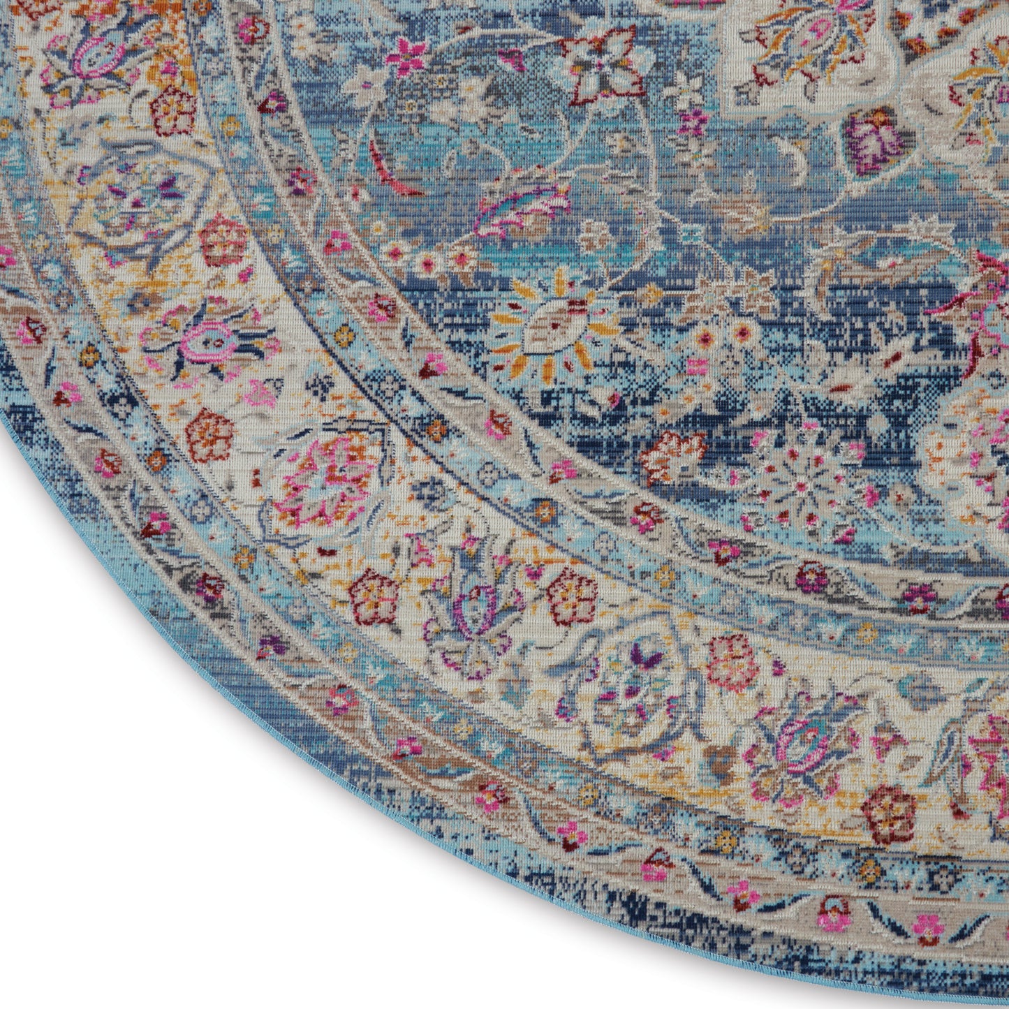 Nourison Vintage Kashan 6' x Round Blue Vintage Indoor Rug