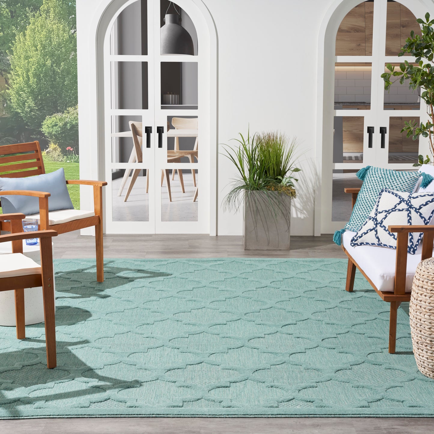 Nourison Easy Care 8' x 10' Aqua Teal Modern Rug