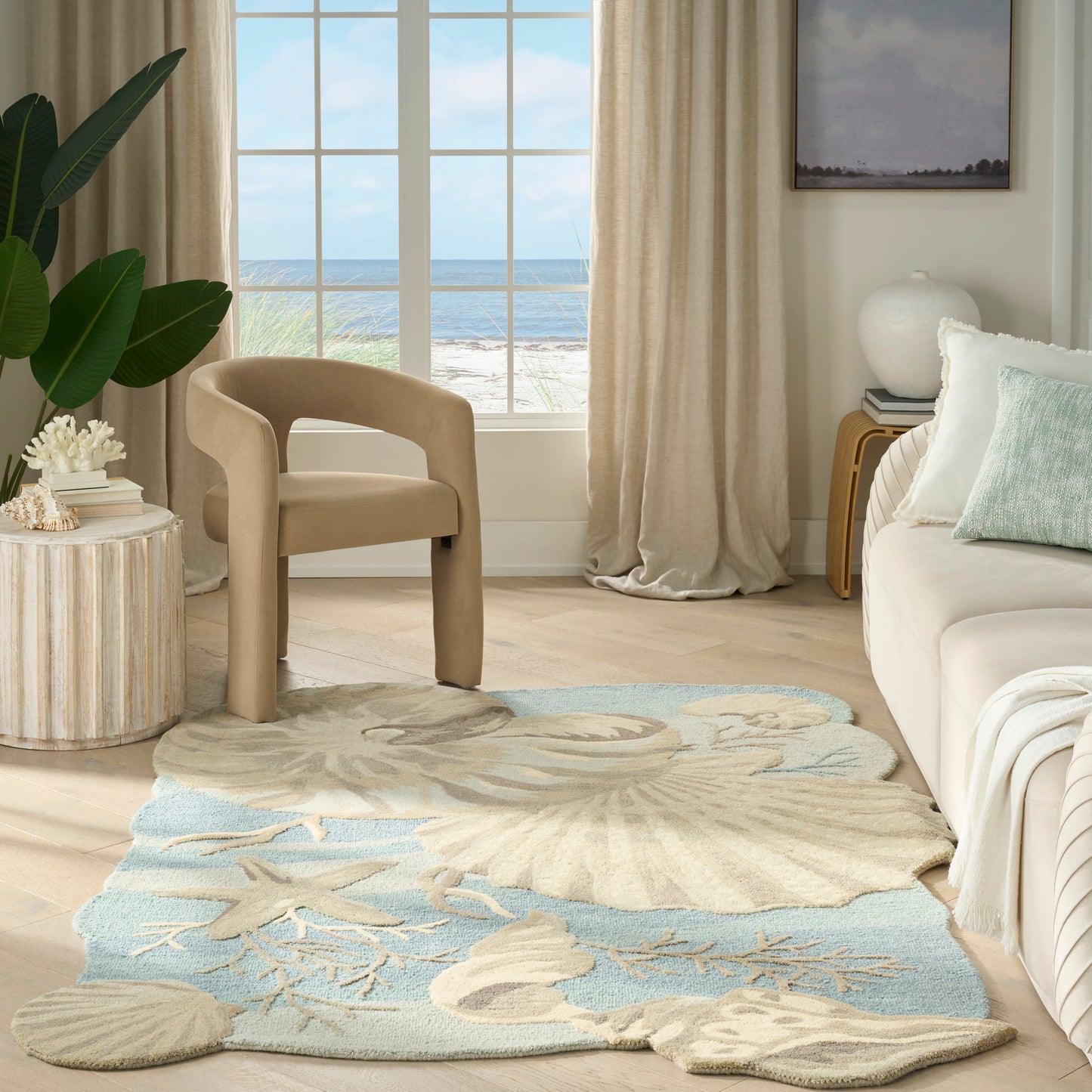 Nourison Waterside 5'3" x 7'3" Blue Coastal, Nautical & Beach Indoor Rug