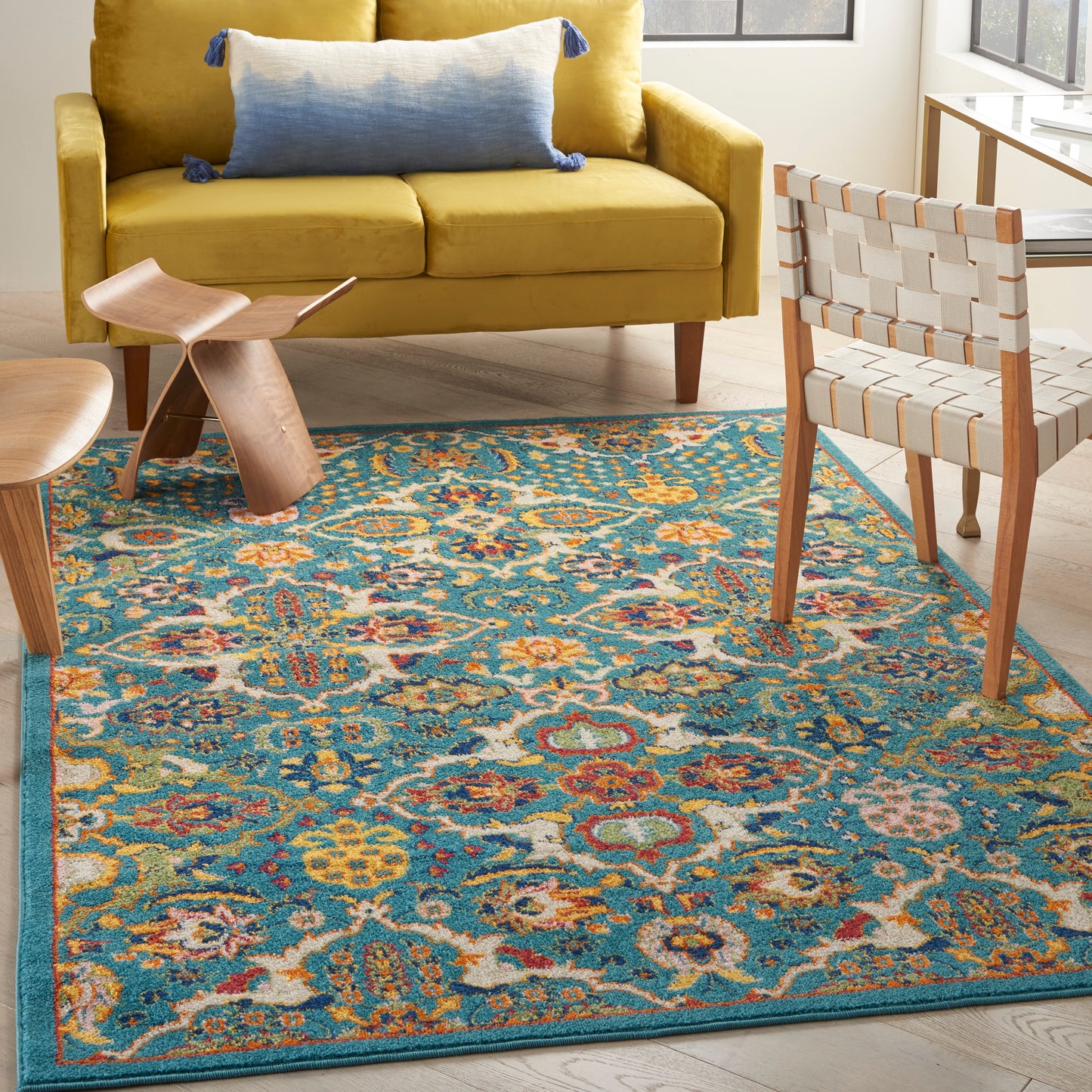 Nourison Allur 6' x 9' Turquoise Ivory Bohemian Indoor Rug