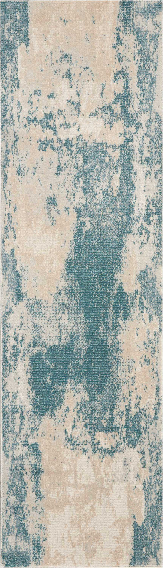 Nourison Maxell 2'2" x 7'6" Ivory/Teal Modern Indoor Rug