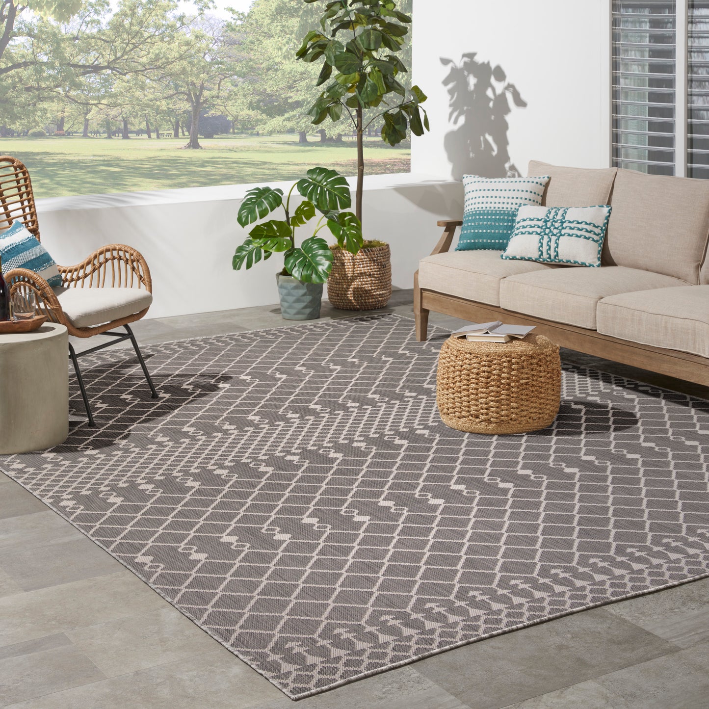 Nourison Positano 8' x 10' Charcoal Modern Rug