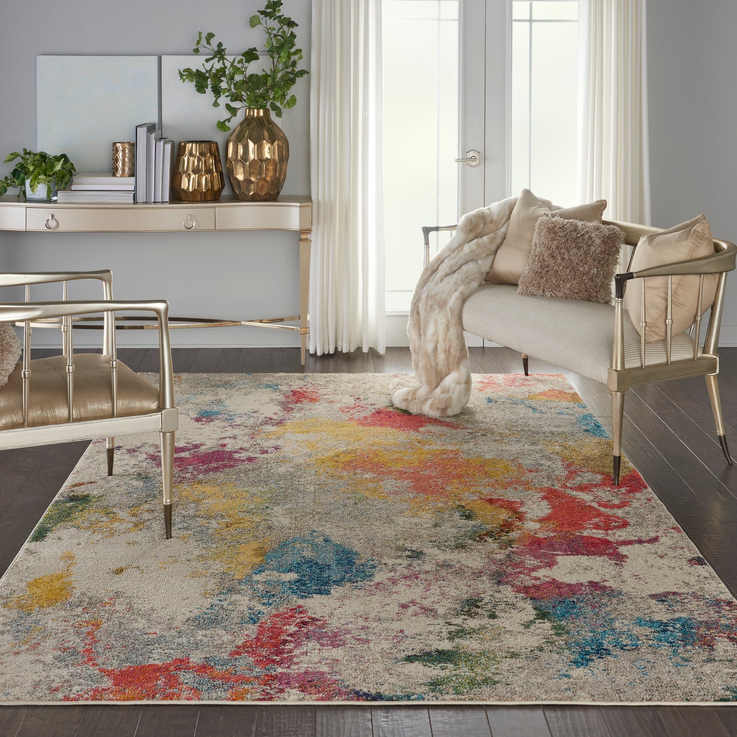 Nourison Celestial 7' x 10' Ivory/Multicolor Modern & Contemporary Indoor Rug