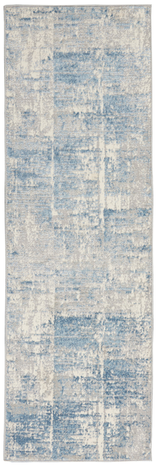 Nourison Solace 2'3" x 7'3" Ivory/Grey/Blue Modern Indoor Rug