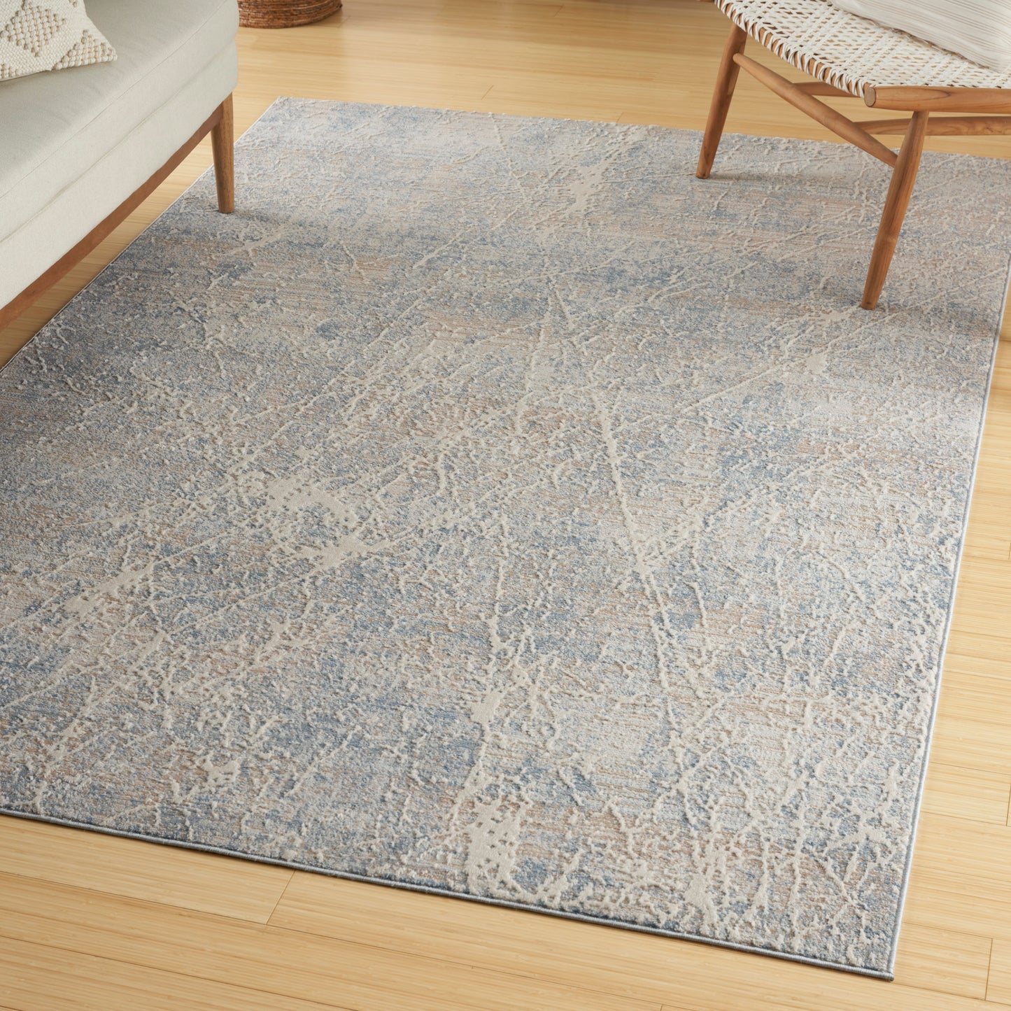 Nourison Exhale 5'3" x 7'3" Beige Blue Modern Indoor Rug