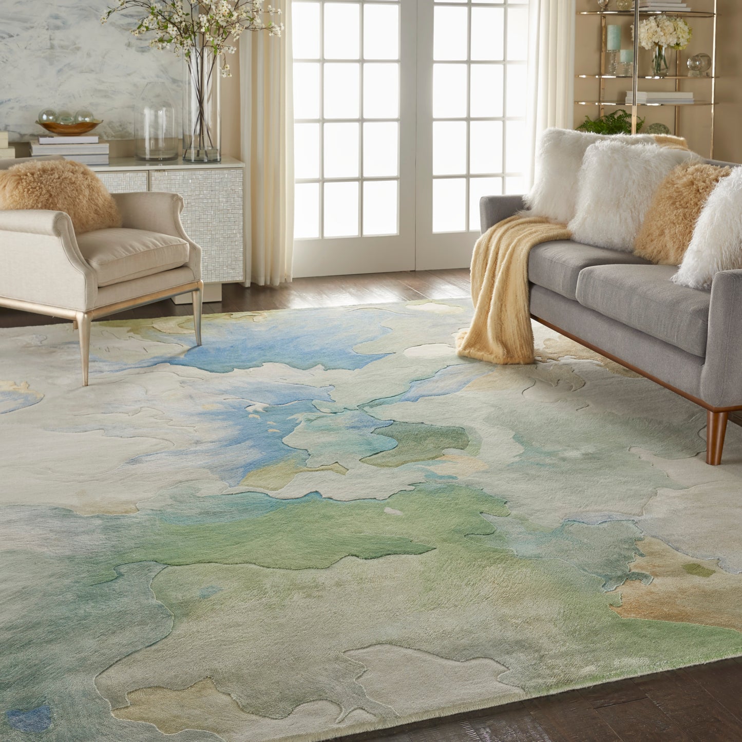 Nourison Prismatic 9'9" x 13'9" Seafoam Modern Indoor Rug