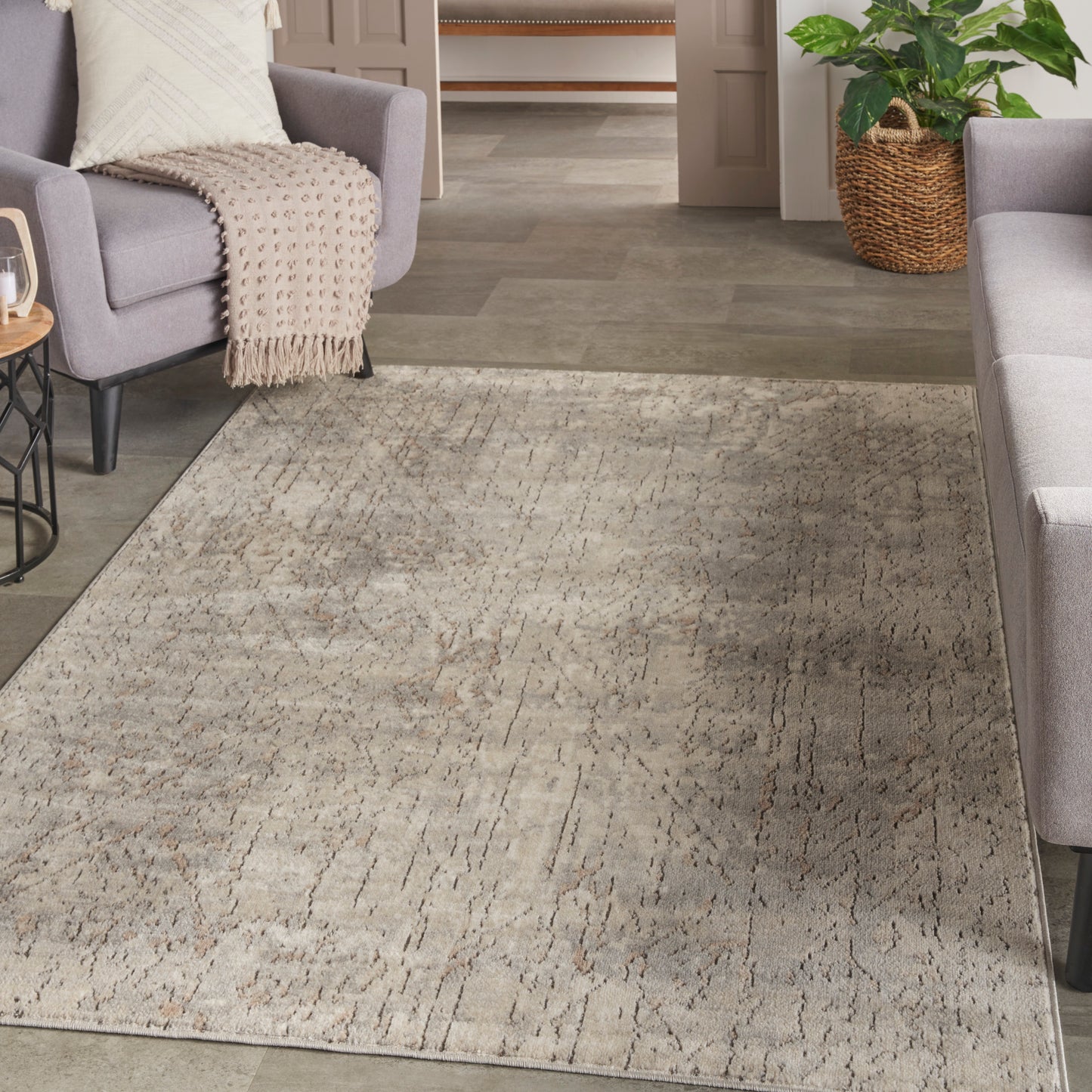 Nourison Quarry 3'9" x 5'9" Beige Grey Modern Indoor Rug