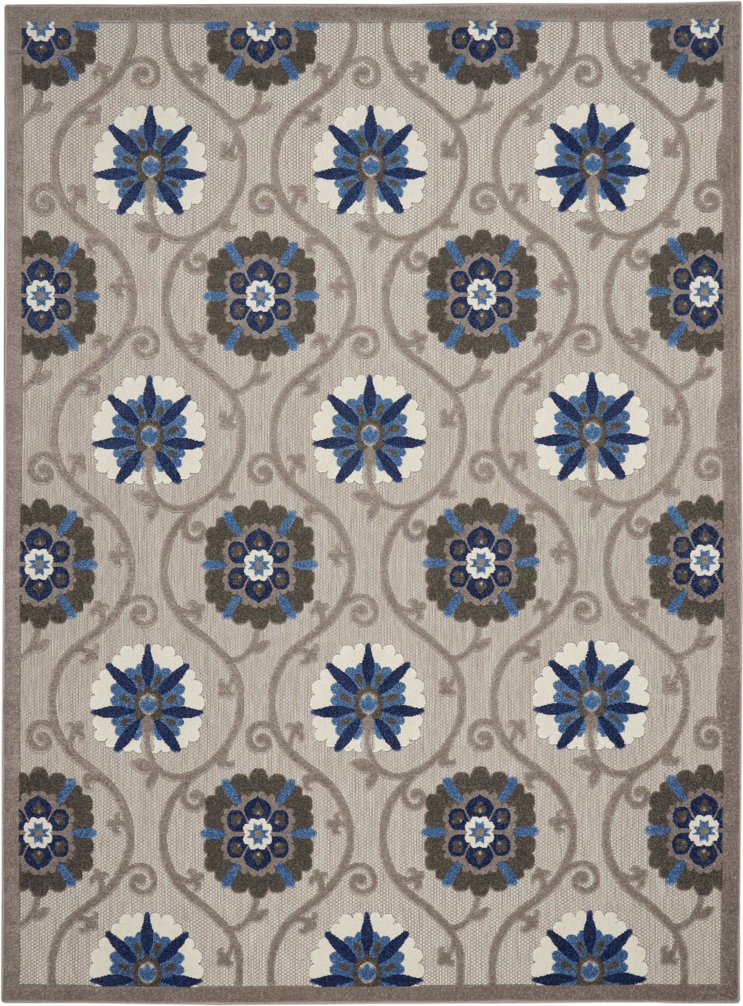 Nourison Aloha 6' x 9' Grey/Blue Contemporary Rug