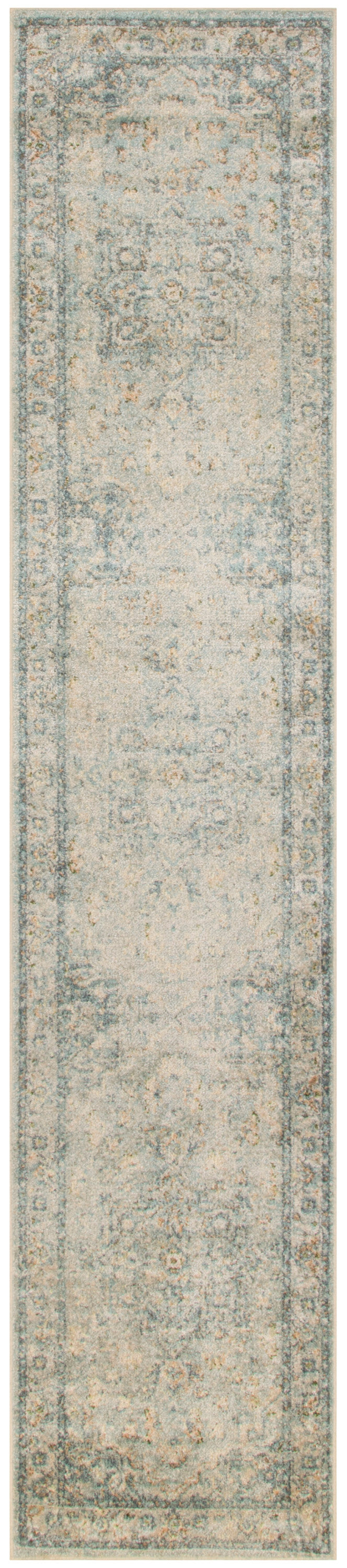 Nourison Astra Machine Washable 2'2" x 10' Light Blue Vintage Indoor Rug