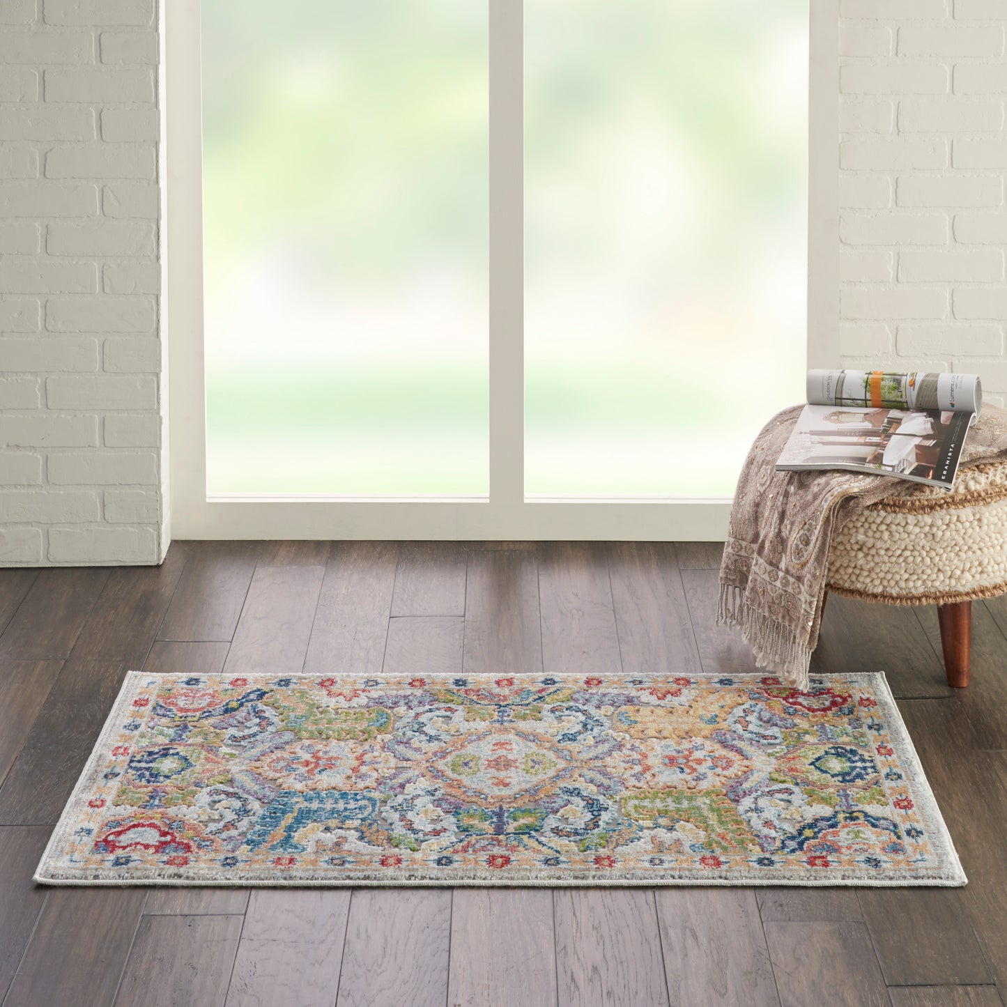 Nourison Ankara Global 2' x 4' Grey Multicolor Bohemian Indoor Rug