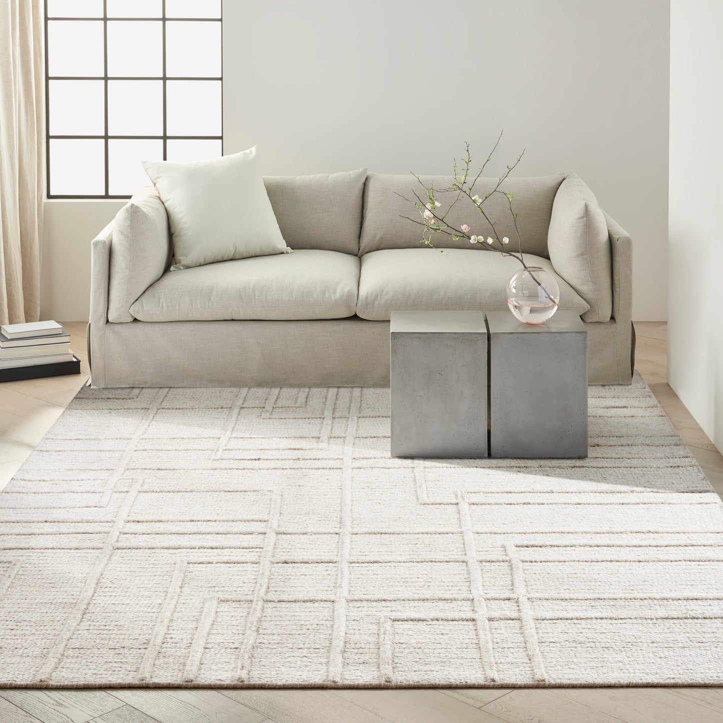 Calvin Klein CK045 Impressions 8'6" x 11'6" Ivory Modern Indoor Rug