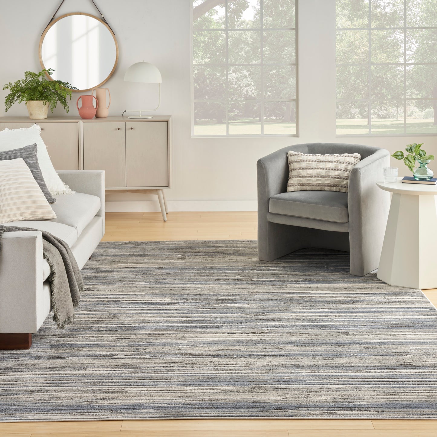 Nourison Serenity Home 5'3" x 7'3" Ivory Grey Blue Modern Indoor Rug