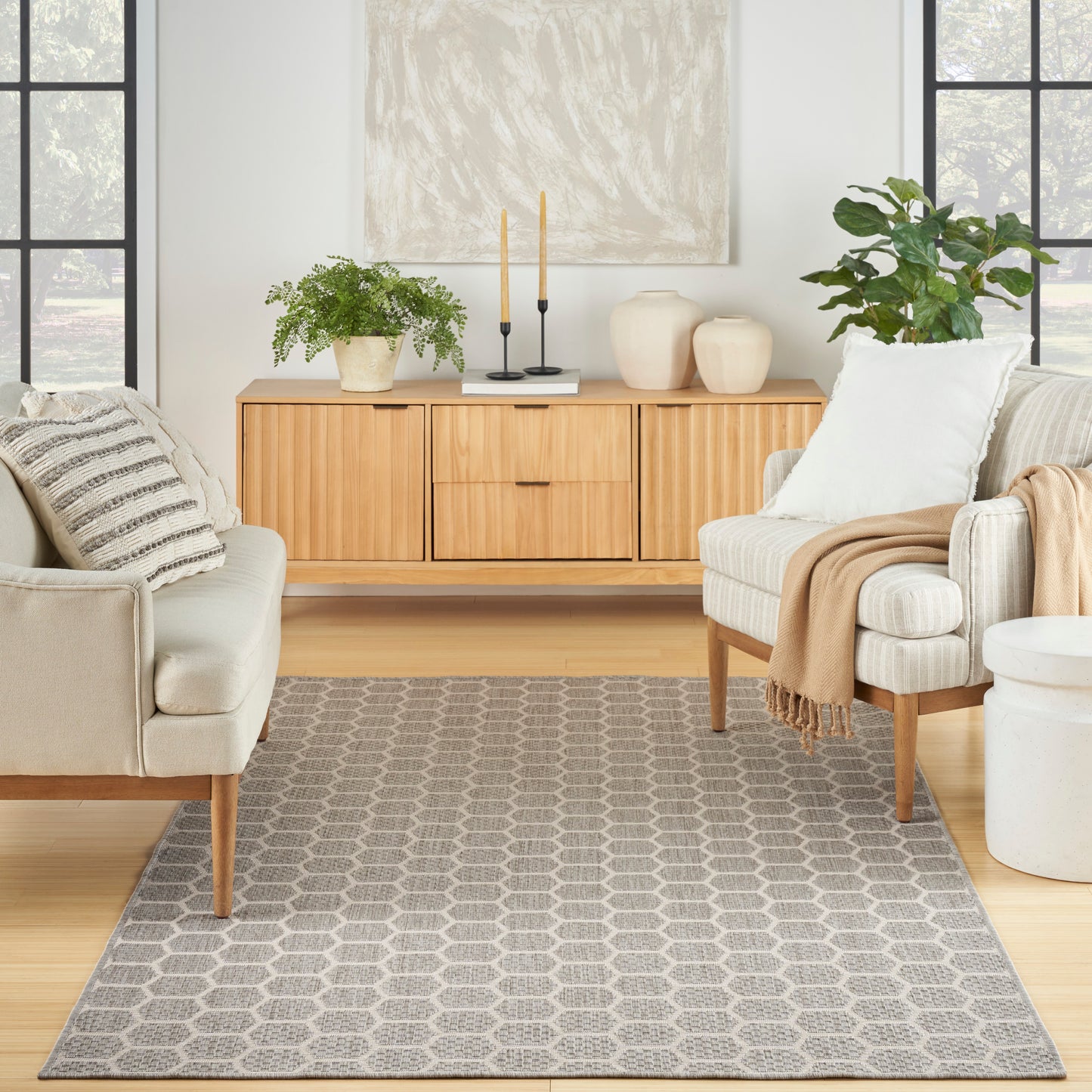 Nourison Twist Reversible 6' x 9' Grey Modern Rug