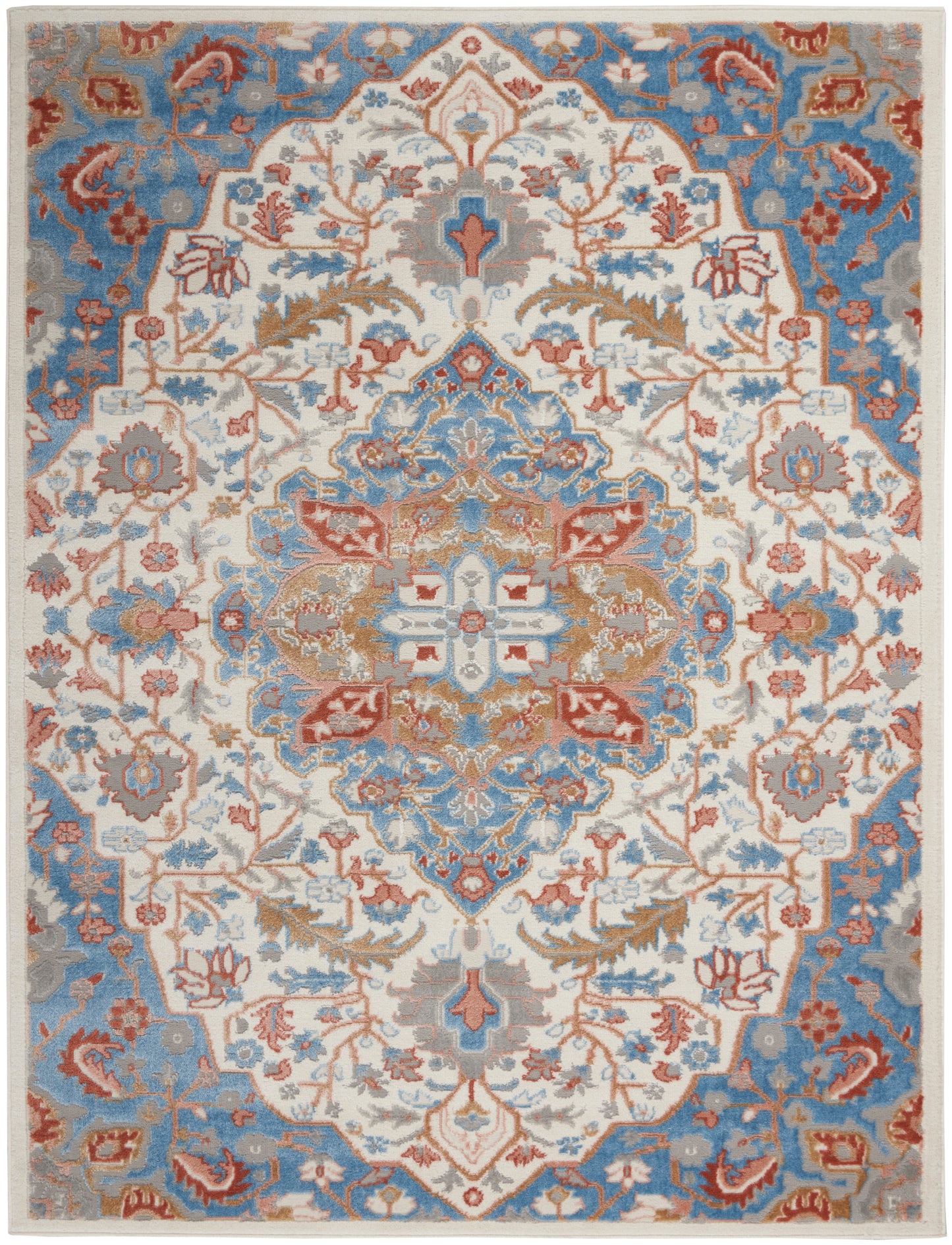 Nourison Elation 4' x 6' Ivory Blue Transitional Indoor Rug