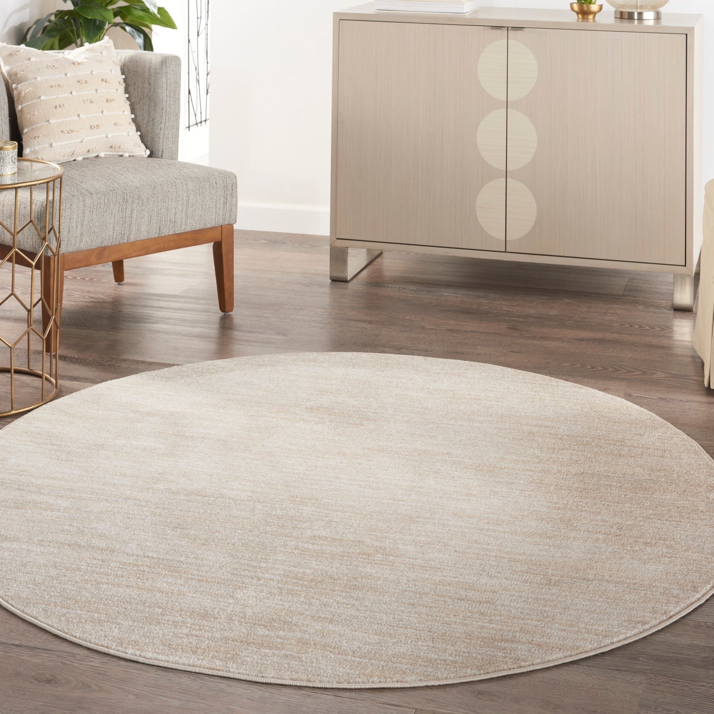 Nourison Nourison Essentials 6' x Round Ivory Beige Outdoor Rug