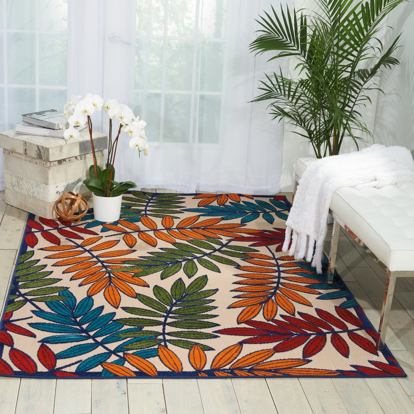 Nourison Aloha 3'6" x 5'6" Multicolor Tropical Rug