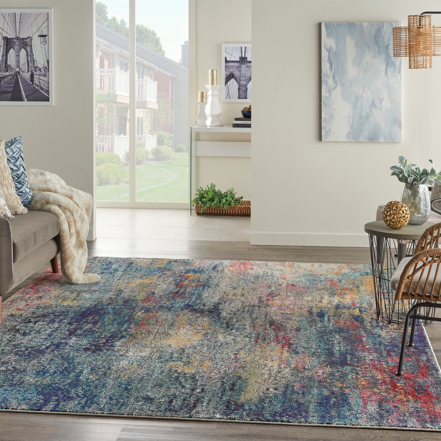 Nourison Celestial 6'7" x 9'7" Multicolor Modern Indoor Rug