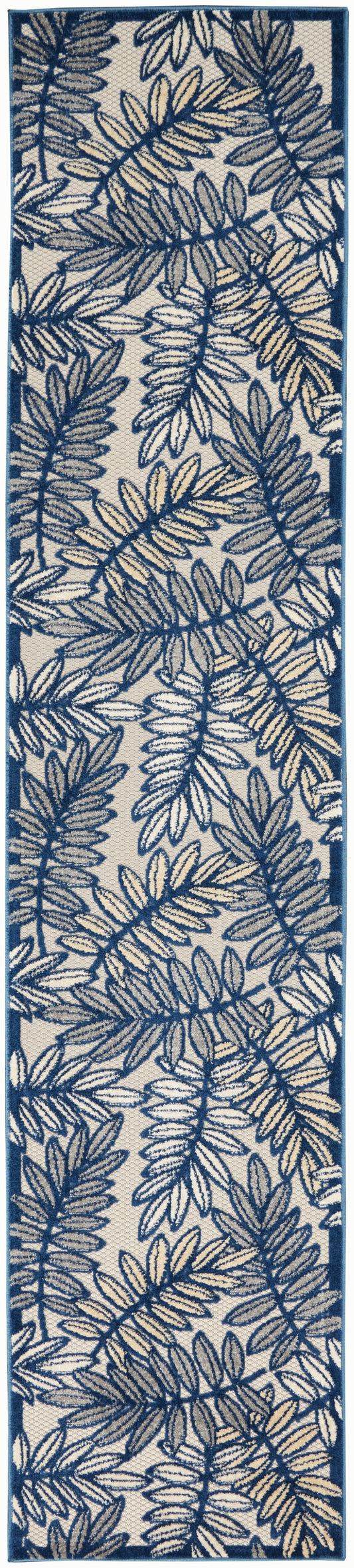 Nourison Aloha 2'3" x 10' Ivory/Navy Tropical Rug