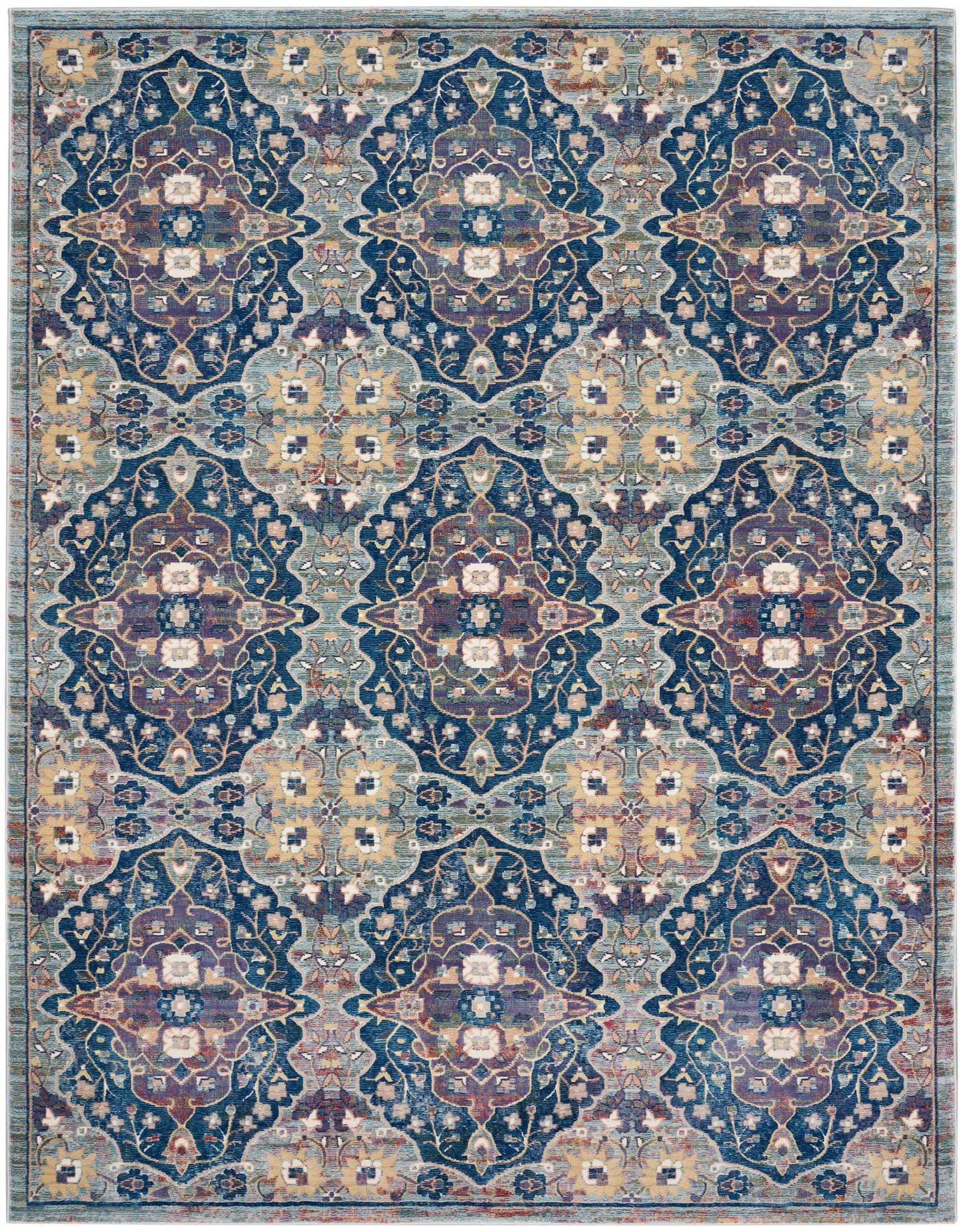 Nourison Ankara Global 8'10" x 11'10" Navy Multicolor Bohemian Indoor Rug