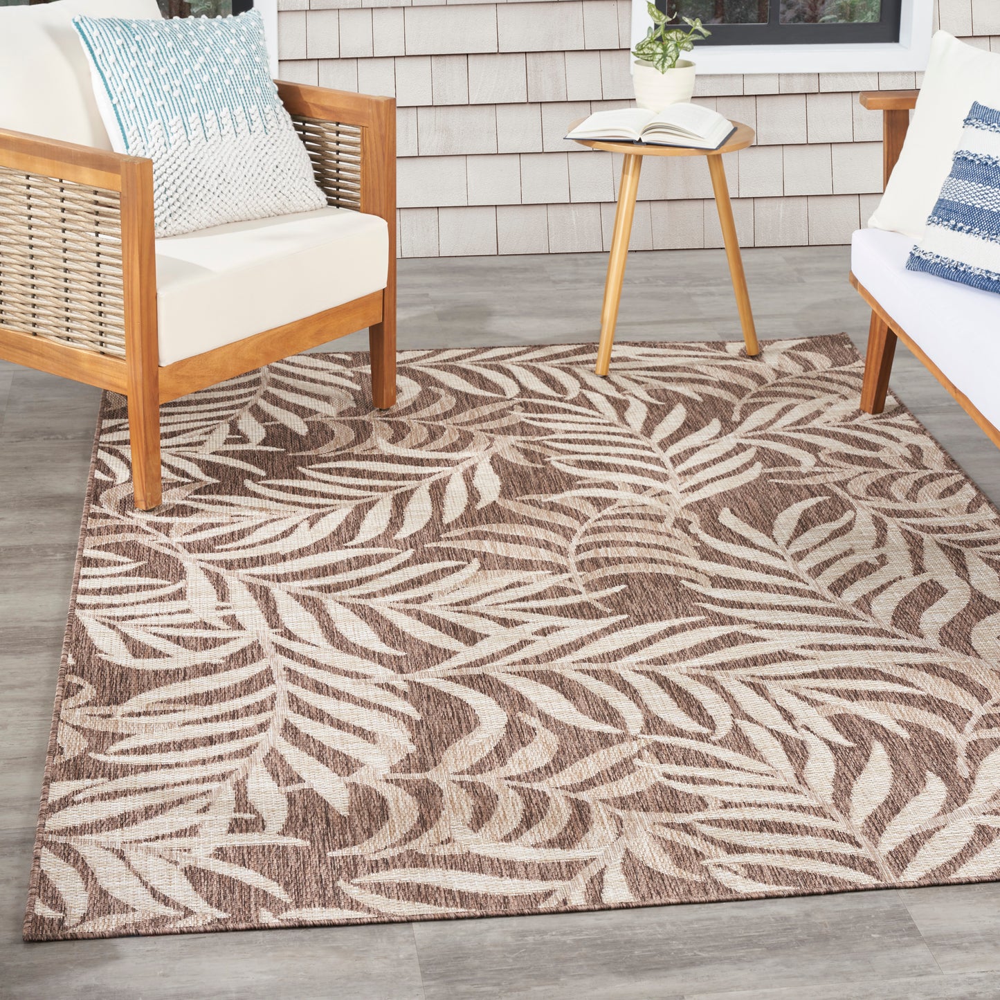 Nourison Garden Oasis 6' x 9' Mocha Tropical Rug