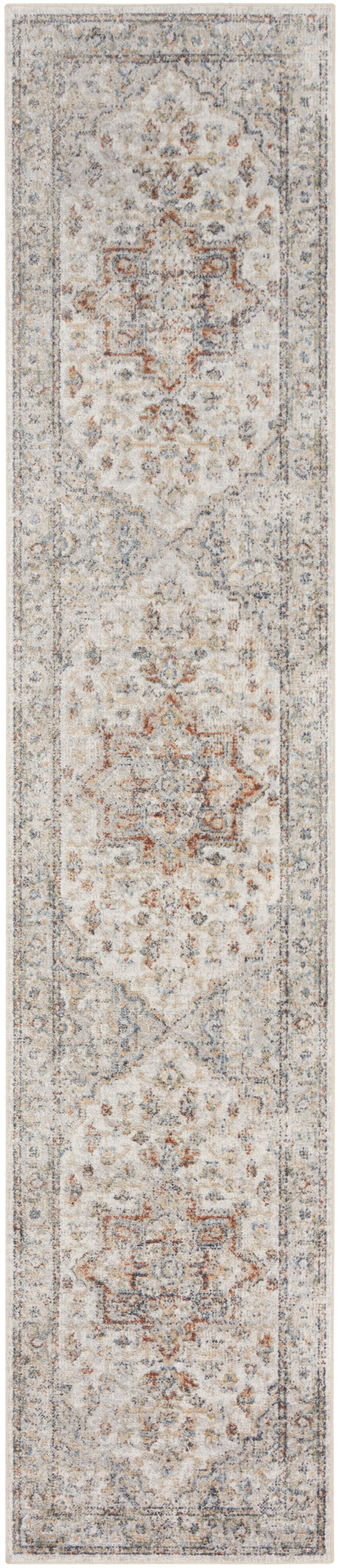 Nourison Astra Machine Washable 2' x 6' Grey Multicolor Vintage Indoor Rug