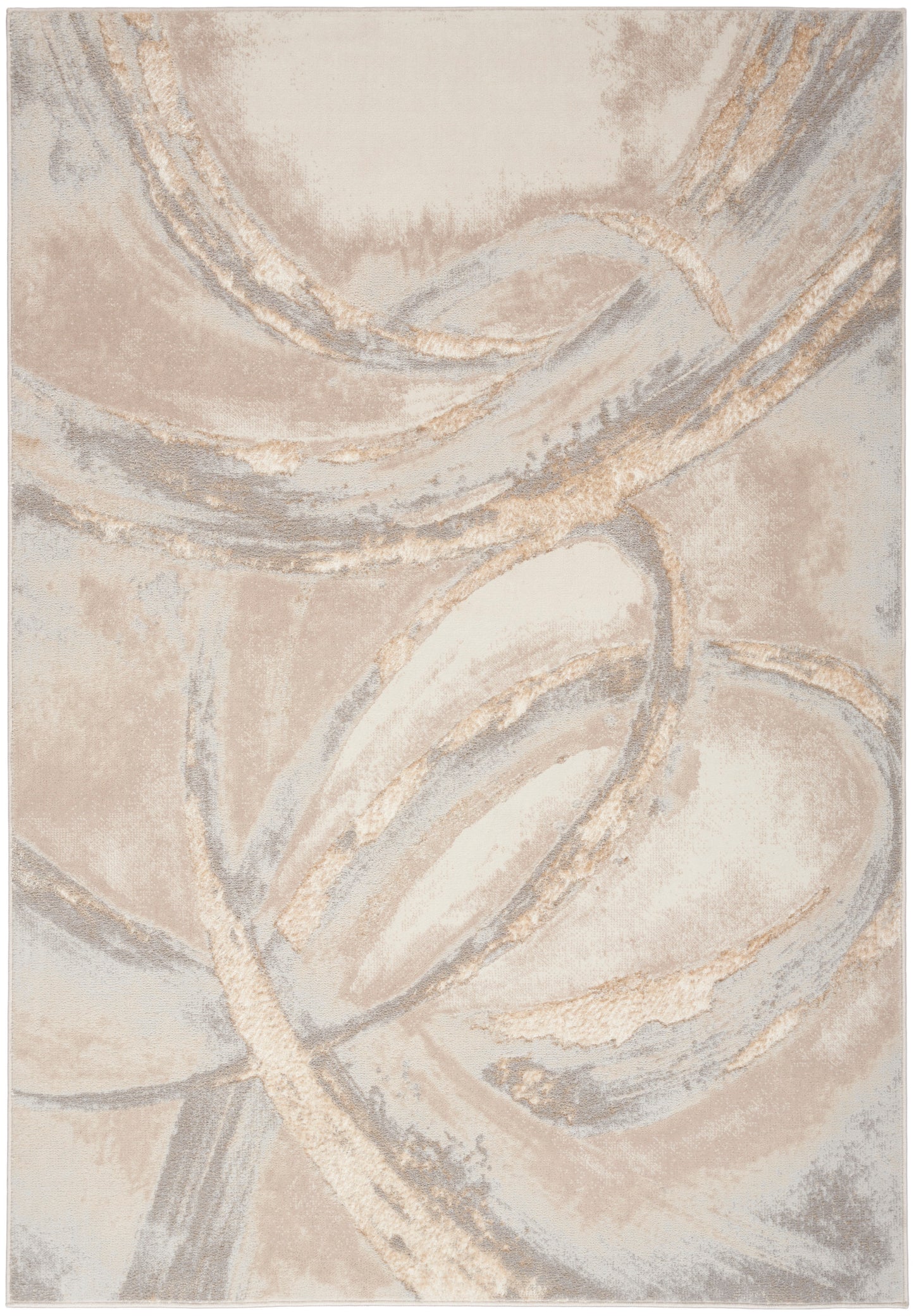 Inspire Me! Home Décor Brushstrokes 5'3" x 7'3" Beige Grey Modern Indoor Rug