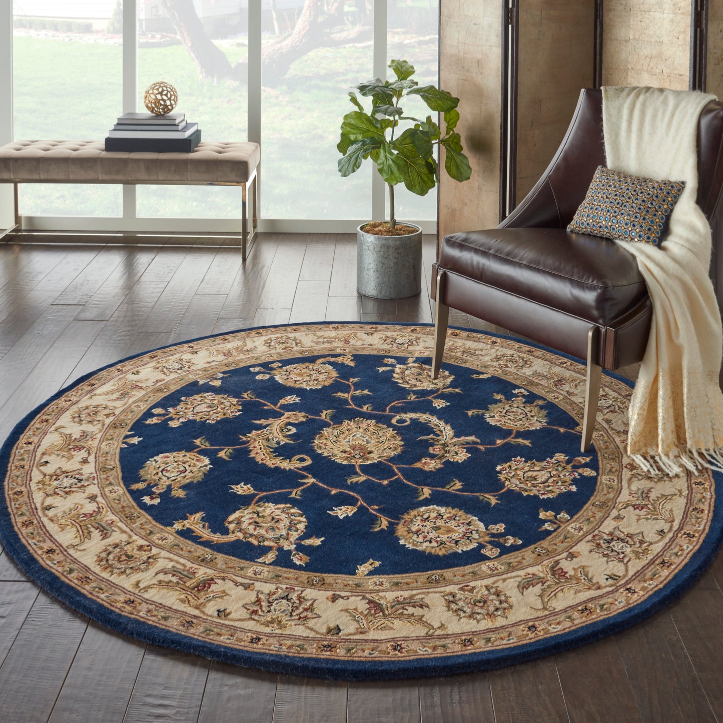 Nourison Nourison 2000 6' x Round Navy Traditional Indoor Rug