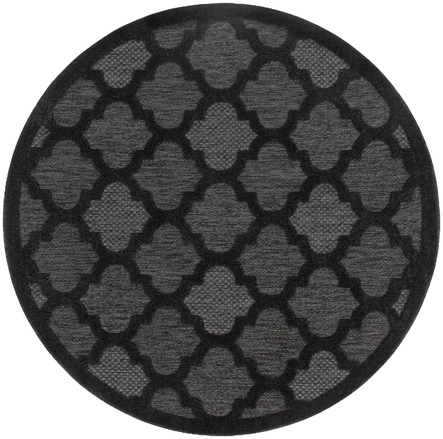 Nourison Easy Care 4' x Round Charcoal Black Modern Rug