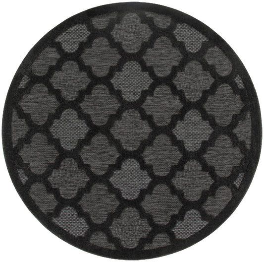 Nourison Easy Care 4' x Round Charcoal Black Modern Rug