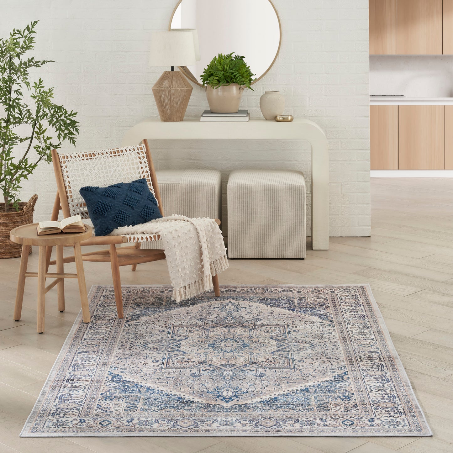 Nourison Vintage Home 3'9" x 5'9" Beige Blue Bohemian Indoor Rug