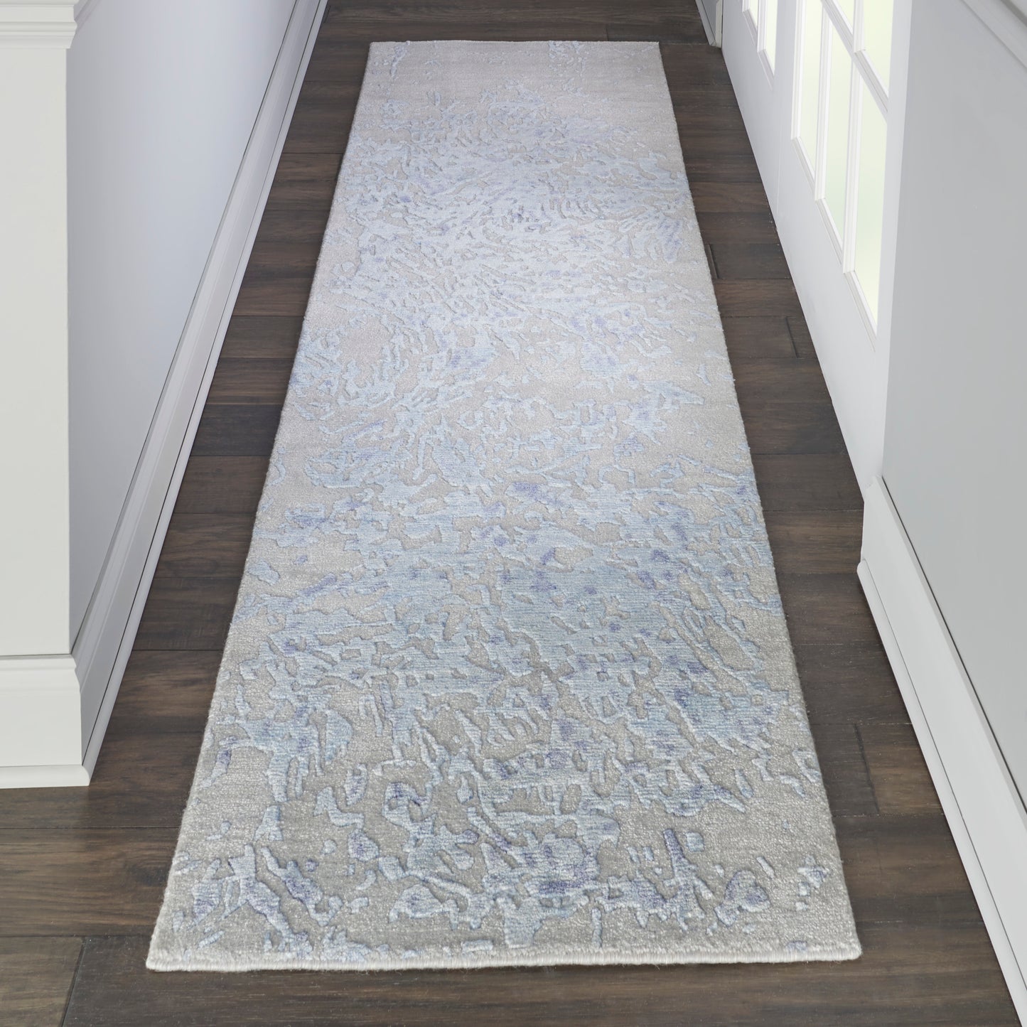 Nourison Silk Shadows 2'3" x 8' Grey Blue Modern Indoor Rug