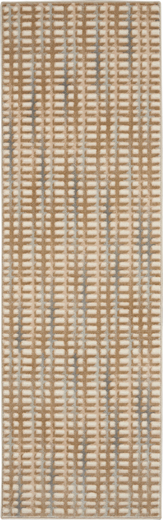 Nourison Solace 2'3" x 7'3" Beige Blue Contemporary Indoor Rug