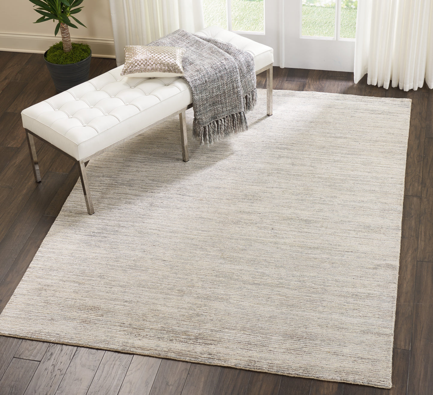 Nourison Ocean 5'6" x 7'5" Mist Modern Indoor Rug