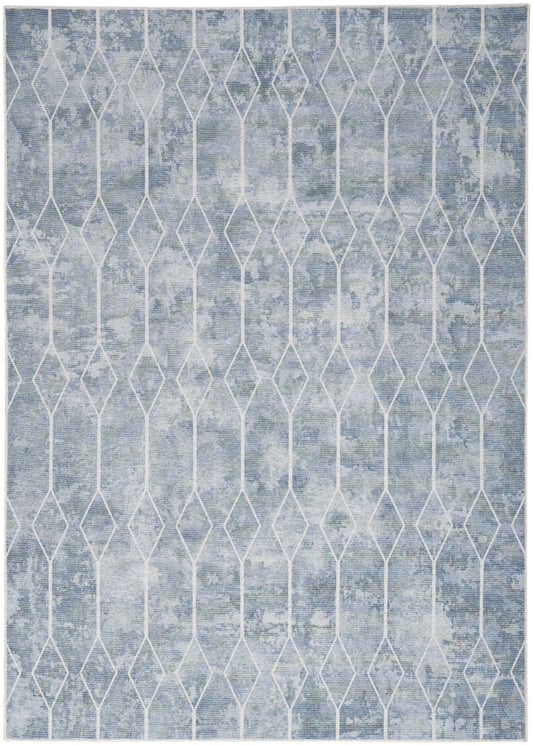 Nicole Curtis Machine Washable Series 1 6' x 9' Blue Grey Modern Indoor Rug