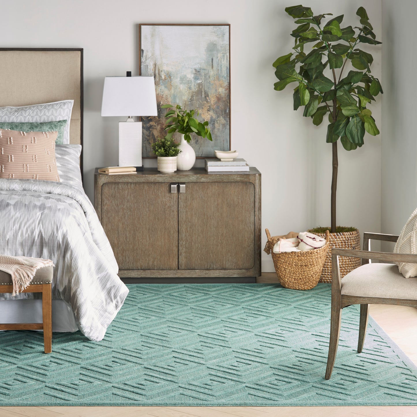 Nourison Versatile 8' x 10' Aqua Teal Modern Rug