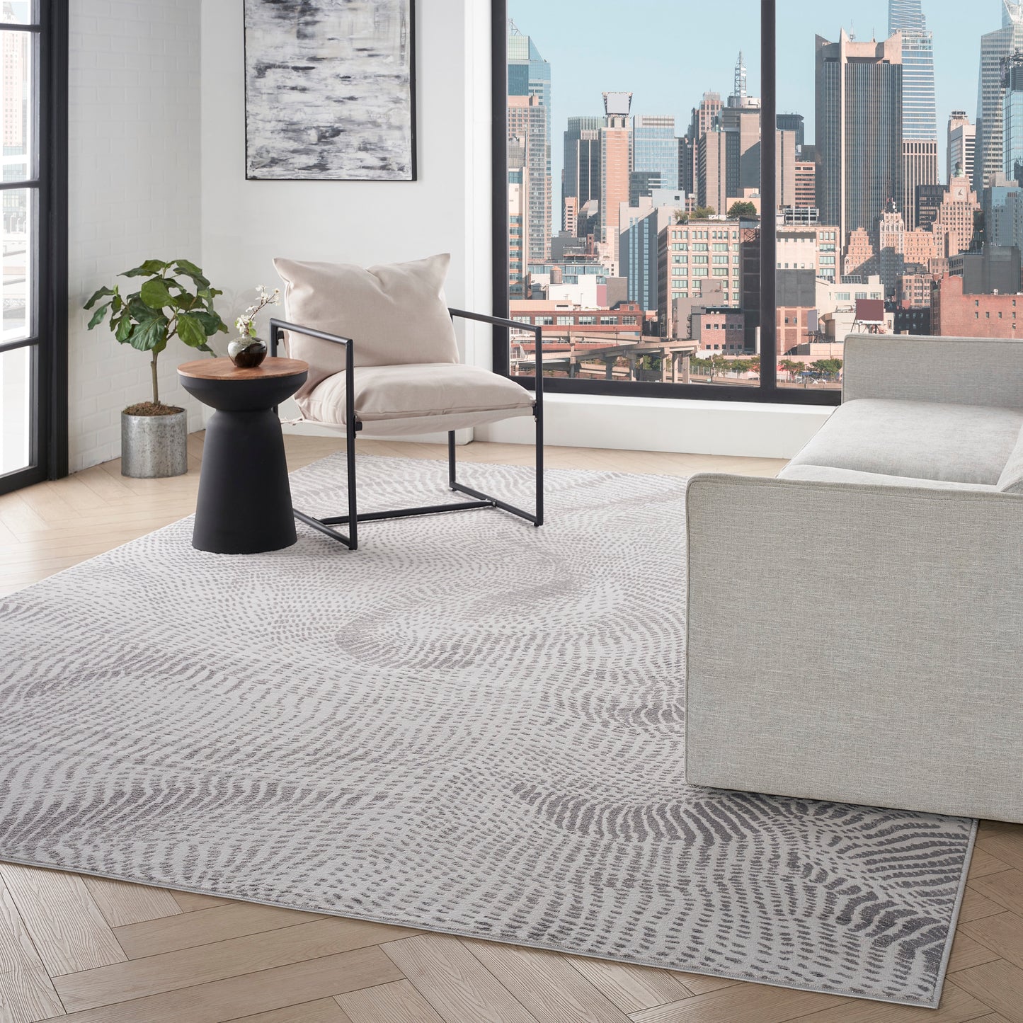 DKNY Central Park West 7'10" x 9'10" Grey Modern Indoor Rug