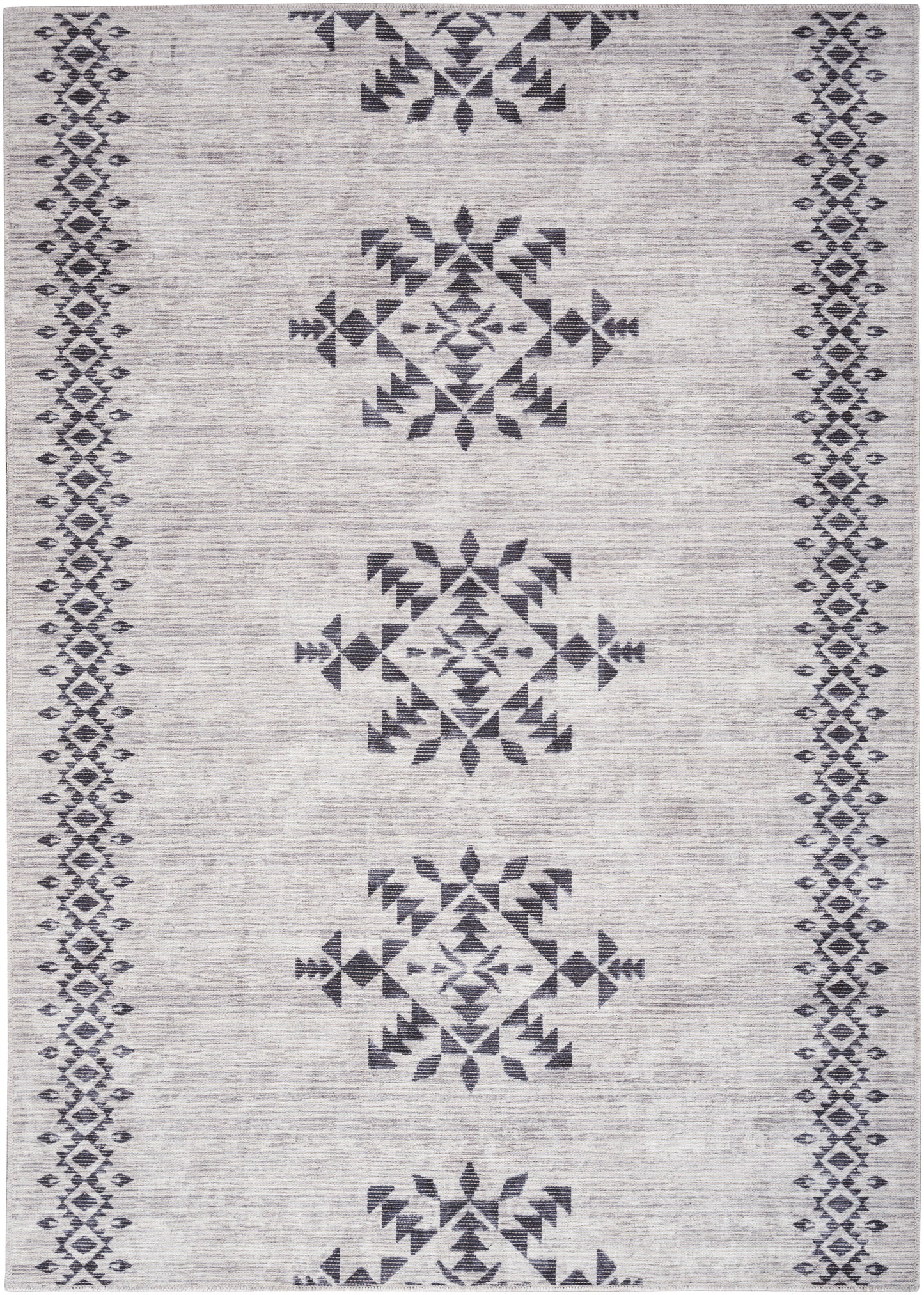 Nicole Curtis Machine Washable Series 1 6' x 9' Ivory/Charcoal Scandinavian Indoor Rug