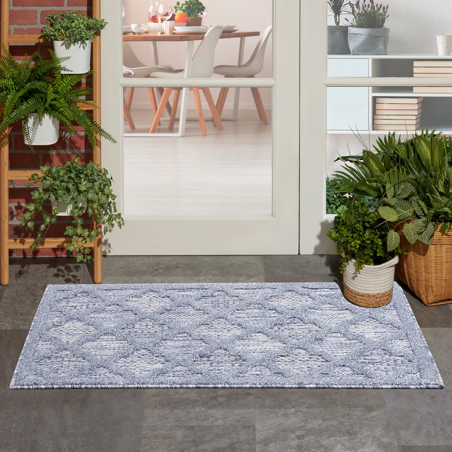 Nourison Easy Care 2' x 4' Denim Blue Modern Rug