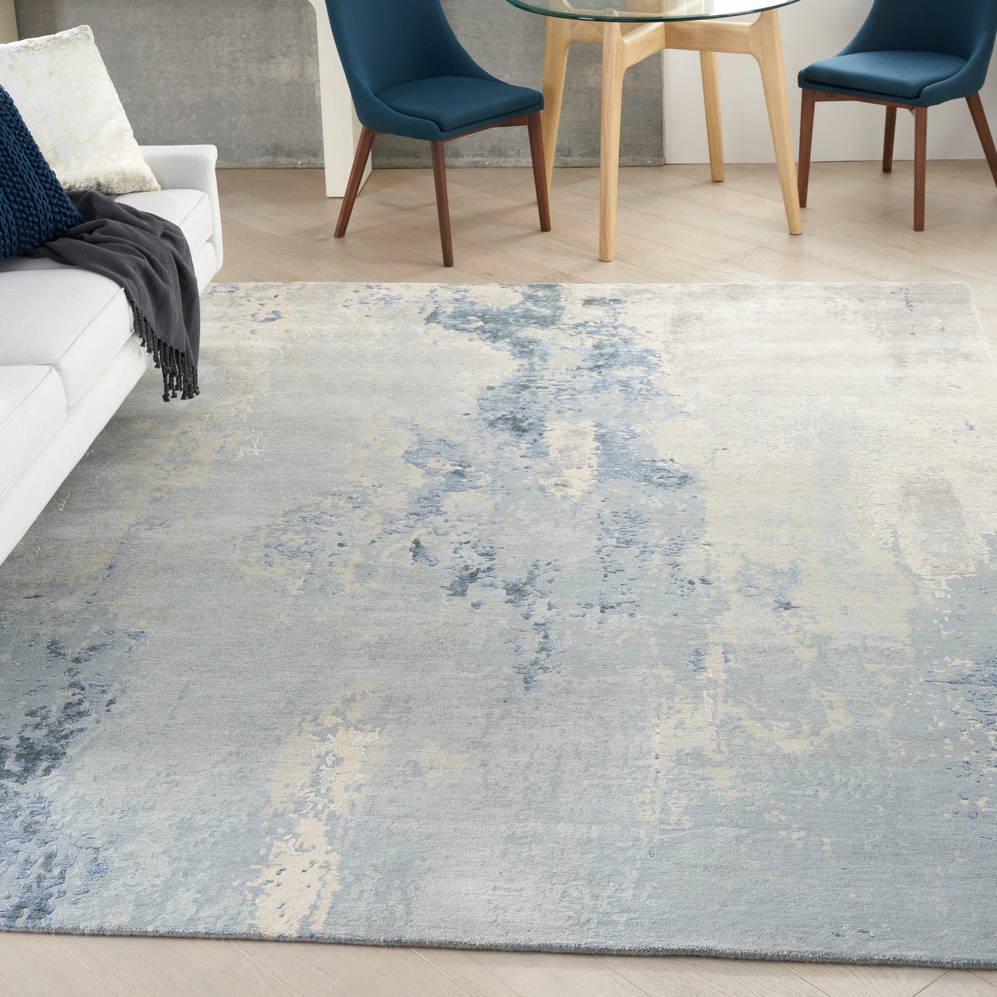 Nourison Silk Shadows 7'9" x 9'9" Blue Sky Modern Indoor Rug