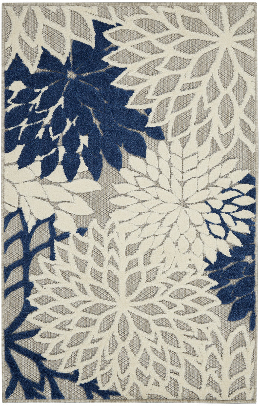 Nourison Aloha 2'8" x 4' Ivory Navy Tropical Rug