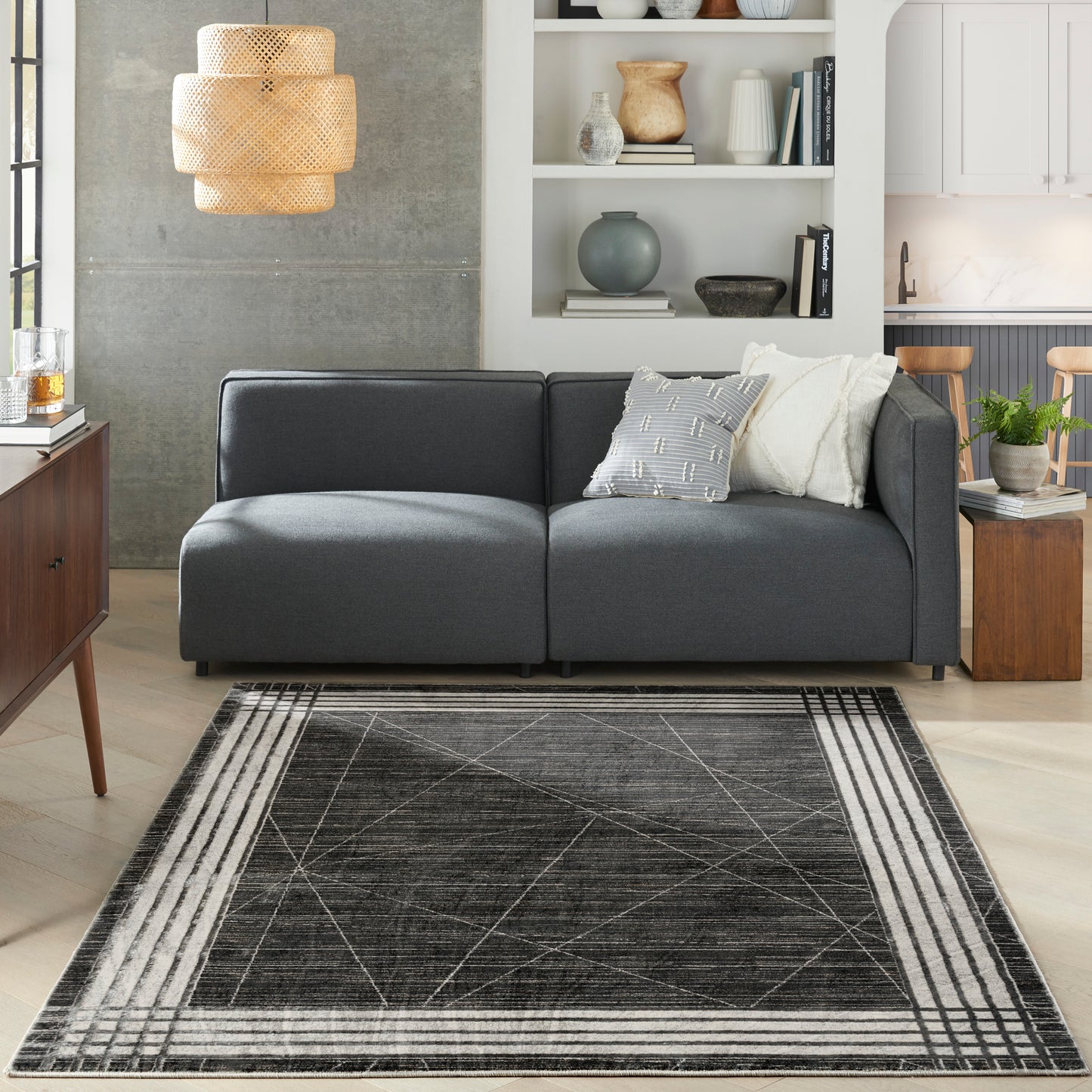 Nourison Desire 5'3" x 7'3" Charcoal/Silver Modern Indoor Rug