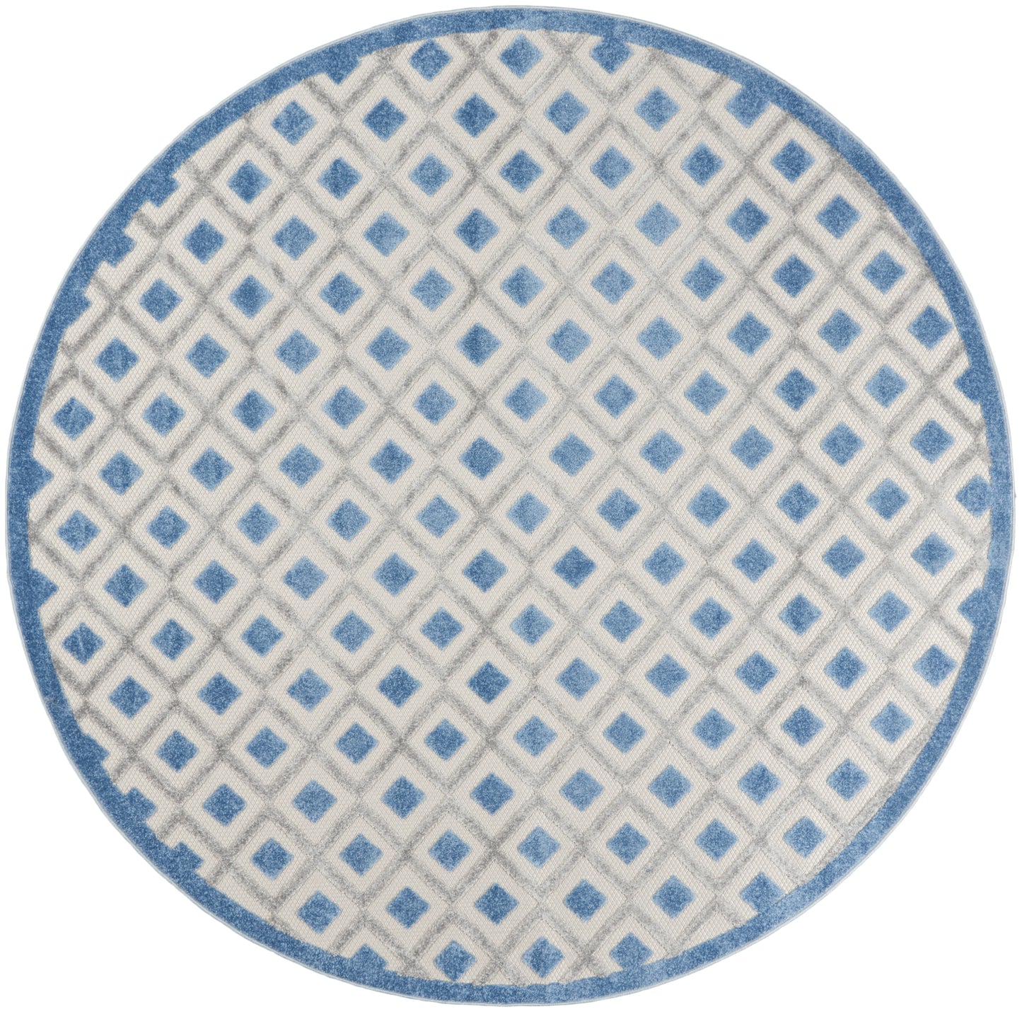 Nourison Aloha 7'10" x Round Blue Grey Modern Rug