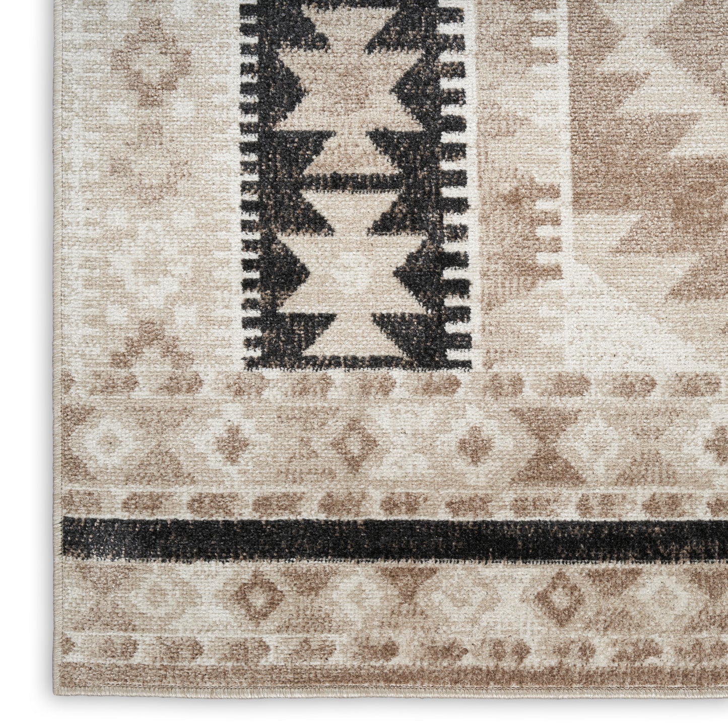 Nourison Washable Decor 6'7" x 9' Beige Black Bohemian Indoor Rug