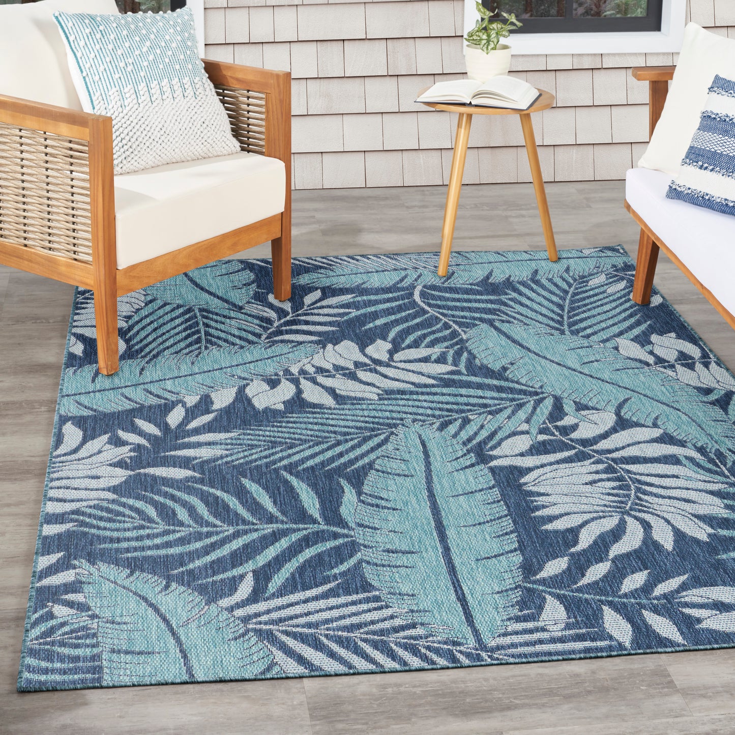 Nourison Garden Oasis 4' x 6' Navy Tropical Rug