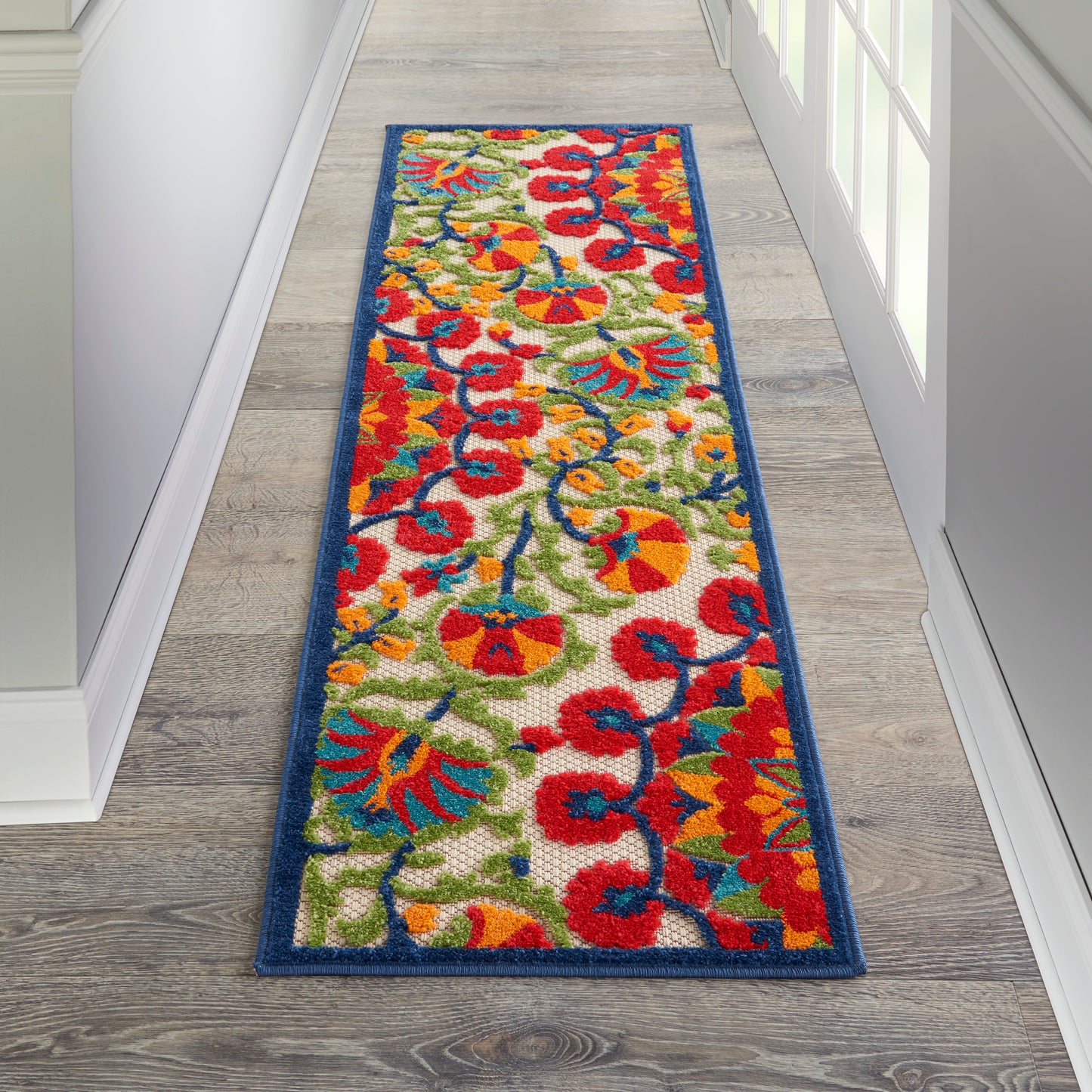 Nourison Aloha 2' x 6' Red Multicolor Transitional Rug