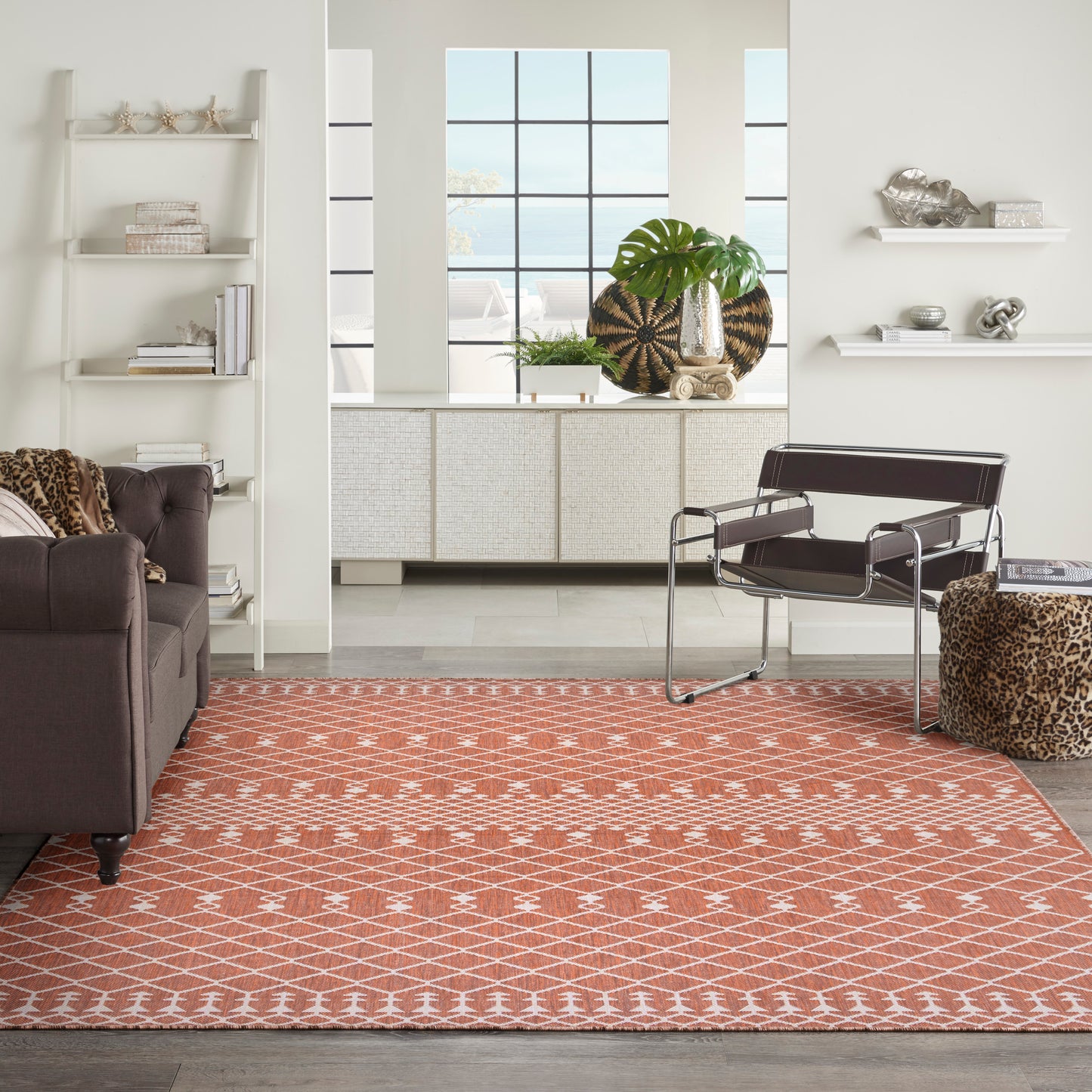 Nourison Positano 9' x 12' Terracotta Modern Rug