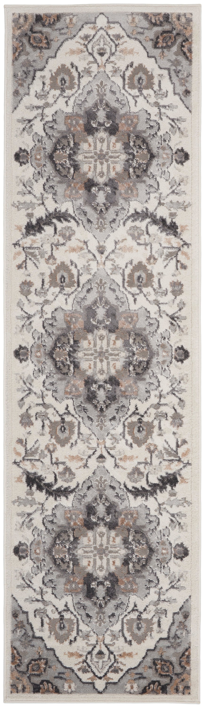 Nourison Elation 2'3" x 7'6" Ivory Grey Transitional Indoor Rug