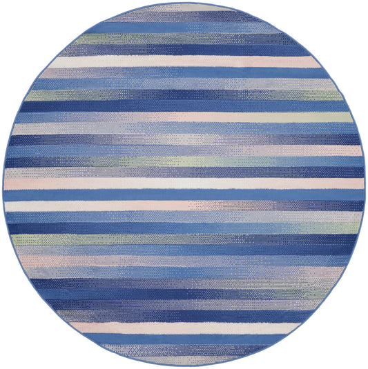 Nourison Whimsicle 5' x Round Blue Multicolor Modern Indoor Rug